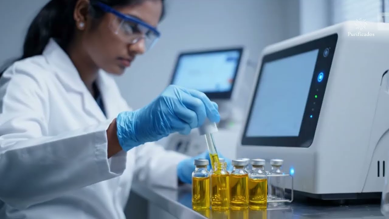 Cold pressing certified organic argan oil at the Purificados facility in Souss-Massa, Morocco